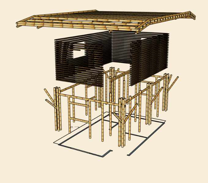 Construcción de columna de bambú